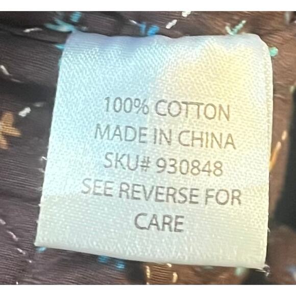 Floral Large Tote Bag in Brown , Blues, White, and Tan. 17” x 14” x 5.5” - Picture 9 of 9